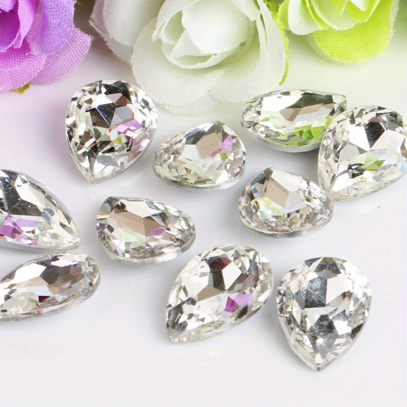 60pcs Colorful Acrylic Teardrop Crystals for DIY Headdresses & Clothing Embellis